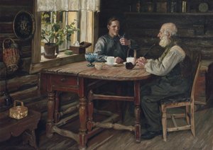 Odpoczynek na kawę (przerwa) 1900 (olej na płótnie)