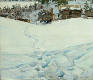 Górska farma w zimowym krajobrazie autorstwa Gustav Wentzel
