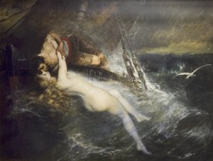 Pocałunek syreny (olej na płótnie) autorstwa Gustav Wertheimer