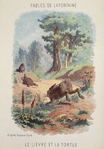 Fables de La Fontaine: Zając i żółw według Gustave Doré.