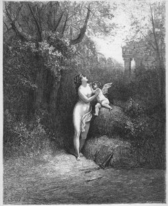 Miłość i szaleństwo - Miłość i szaleństwo - z "Bajek" Jeana de La Fontaine (Lafontaine) (1621-95) - rycina wg Gustave