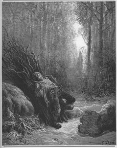 La Mort et le bucheron - Śmierć i drwal - z "Bajek" Jeana de La Fontaine (Lafontaine) (1621-95) - rycina wg Gustave