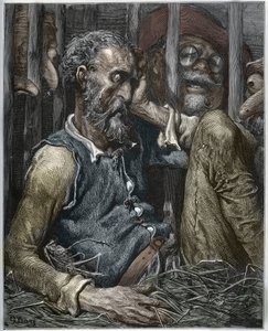 Zaklęcie Don Kichota z „Don Kichota z Manchy” Miguela Cervantesa (1547-1616) (Don Kichota) - Drzeworyt wg rysunku Gustave
