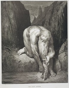 Olbrzymi Antaeus z „Boskiej komedii” (Piekło) Dantego Alighieri (1265-1321) c.1868 (rycina)