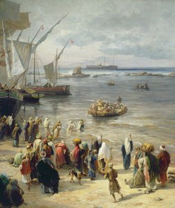 Jaffa, Rekrutacja żołnierzy tureckich w Palestynie, 1888 (prawy szczegół z 226323)