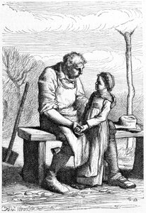 Cosette et Jean Valjean - w „Les Miserables” Victora Hugo, il. przez Briona, wyd. Hetzel i Lacroix
