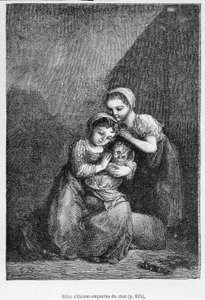 Cosette i jej przyjaciółka oraz kot - w „Les Miserables” Victora Hugo, ch. przez Briona, wyd. Hetzel i Lacroix autorstwa Gustave Brion