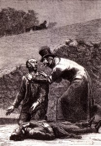 Javert rozpoznaje Valjeana - w „Les Misérables” Victora Hugo, chor. przez Briona, wyd. Hetzel i Lacroix autorstwa Gustave Brion
