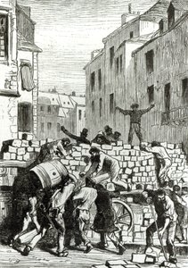 Barykada, ilustracja z „Nędzników” Victora Hugo (1802-1885)