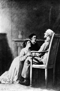 Śmierć Jana Valjeana, ilustracja z „Nędzników” Victora Hugo (1802–85) 1862