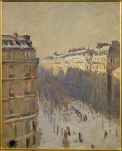 Bulwar Haussmanna, efekt śniegu autorstwa Gustave Caillebotte