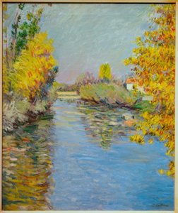 Małe ramię Sekwany, efekt jesieni autorstwa Gustave Caillebotte