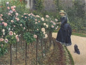 Róże, Ogród w Petit Gennevilliers - Gustave Caillebotte (1848-1894). olej na płótnie autorstwa Gustave Caillebotte