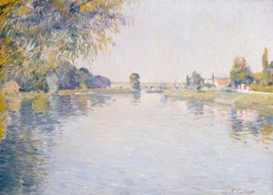 Widok na Sekwanę i brzeg Argenteuil, w kierunku Pont de autorstwa Gustave Caillebotte