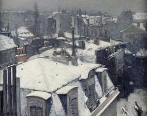 Dachy w śniegu autorstwa Gustave Caillebotte