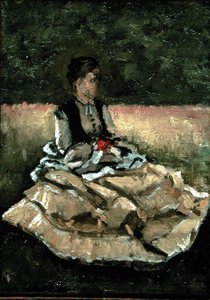 Kobieta siedząca na trawniku (olej na płótnie) autorstwa Gustave Caillebotte