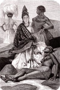 Signare, mulatka-francuska Afrykanka na wyspie Goree w Senegalu. 1861 (grawerowanie)