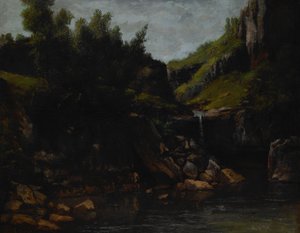 Kaskada w skalistym krajobrazie autorstwa Gustave Courbet
