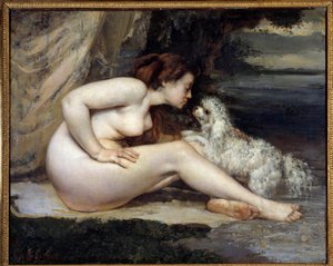 Pies naga kobieta. Portret Leontyny Renaude. Obraz Gustave