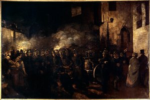 Strażacy rozpalający ogień Obraz Gustave