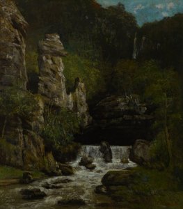 Krajobraz z wodospadem autorstwa Gustave Courbet