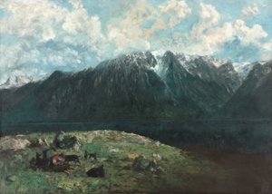 Panoramiczny widok na Alpy, Les Dents du Midi autorstwa Gustave Courbet