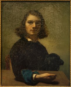 Mały portret artysty z czarnym psem autorstwa Gustave Courbet