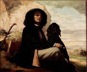 Autoportret z czarnym psem, Gustave Courbet (1819-1877) 1842 autorstwa Gustave Courbet
