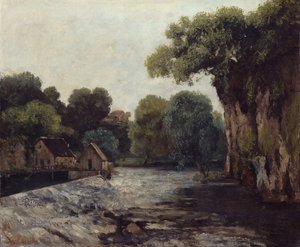 Jaz przy Młynie, 1866 autorstwa Gustave Courbet
