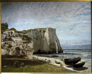 Widok na klify Etretat po burzy, Normandia autorstwa Gustave Courbet