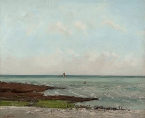 Pralnie w Ebbe, Étretat. 1866 lub 1869 autorstwa Gustave Courbet