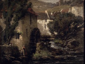 Młyn wodny (olej na płótnie) autorstwa Gustave Courbet