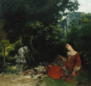 Kobieta z girlandą; Femme a la Guirlande, 1856 autorstwa Gustave Courbet