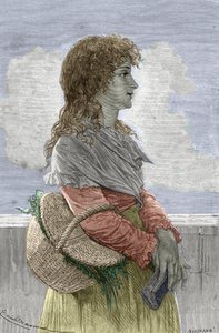 Rewolucja francuska: „” Portret Manon (Jeanne Marie) Roland Philipon dite Madame Roland (1754-1793), członkini partii Girondin, młoda dziewczyna” - Grawerowanie z „„ Znakomitych kobiet” Gustave