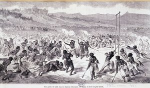 Gra w piłkę u Indian Choctaws - rycina Gustave Doré autorstwa Gustave Dore