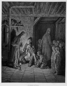 Dom schronienia - w „Londynie” Gustave Dore autorstwa Gustave Dore