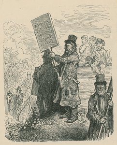 Mężczyzna trzymający plakat podczas protestu autorstwa Gustave Dore