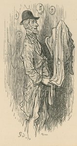 Mężczyzna trzymający tkaninę autorstwa Gustave Dore