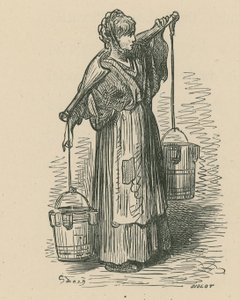 Kobieta niosąca dwa wiadra autorstwa Gustave Dore