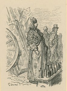 Kobieta sprzedająca szklane butelki autorstwa Gustave Dore