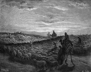Abram w podróży do Kanaanu - Biblia autorstwa Gustave Dore