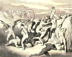 Ach! Jak związali je za pierwszym paskiem!, ok. 1890 r. autorstwa Gustave Dore