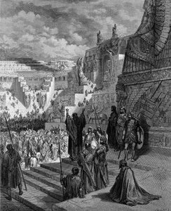 Artakserkses przyznający Żydom wolność. - Biblia autorstwa Gustave Dore