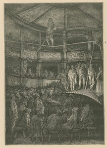 Blondin w Shoreditch, Londyn (Grawerowanie) autorstwa Gustave Dore