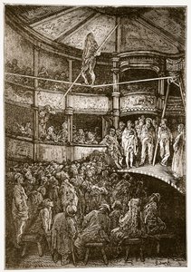 Blondin w Shoreditch, z „Londyn, pielgrzymka”, napisany przez Williama Blancharda Jerrolda (1826-94) i grawerowany przez Gaucharda, wyd. 1872 autorstwa Gustave Dore