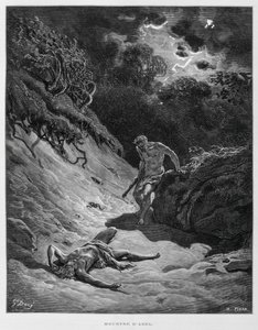 Kain zabija swojego brata Abla, ilustracja z Biblii Dore