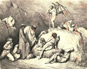 Przypomnij sobie Piero z Medicina, jeśli znowu wróci, ok. 1890. autorstwa Gustave Dore