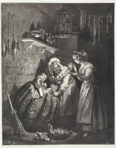 Matka chrzestna Kopciuszka i dynia , grawerowane przez Heliodore Joseph Pisan (1822-90) c.1868 autorstwa Gustave Dore