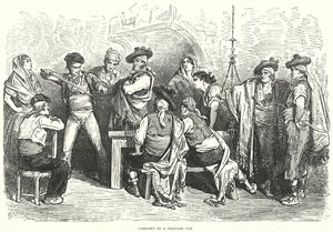 Firma w hiszpańskiej gospodzie (grawerunek) autorstwa Gustave Dore