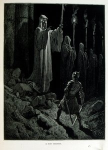 Croque-Mitaine; ilustracja z 1863 r., Gustave Dore (1832 – 1883); Francuski artysta, grafik, ilustrator. Croque-Mitaine (straszak) to złośliwa postać prezentowana dzieciom, aby je przestraszyć, a tym samym uczynić je mądrzejszymi. autorstwa Gustave Dore